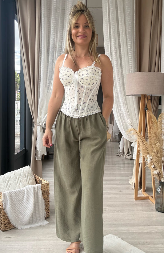 Pantalon noeud kaki