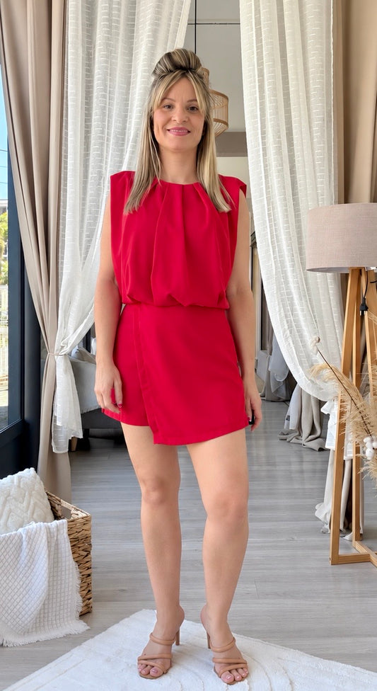 Combi-short rouge