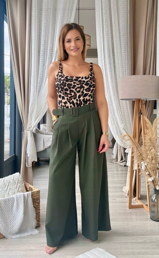 Pantalon ceinture kaki
