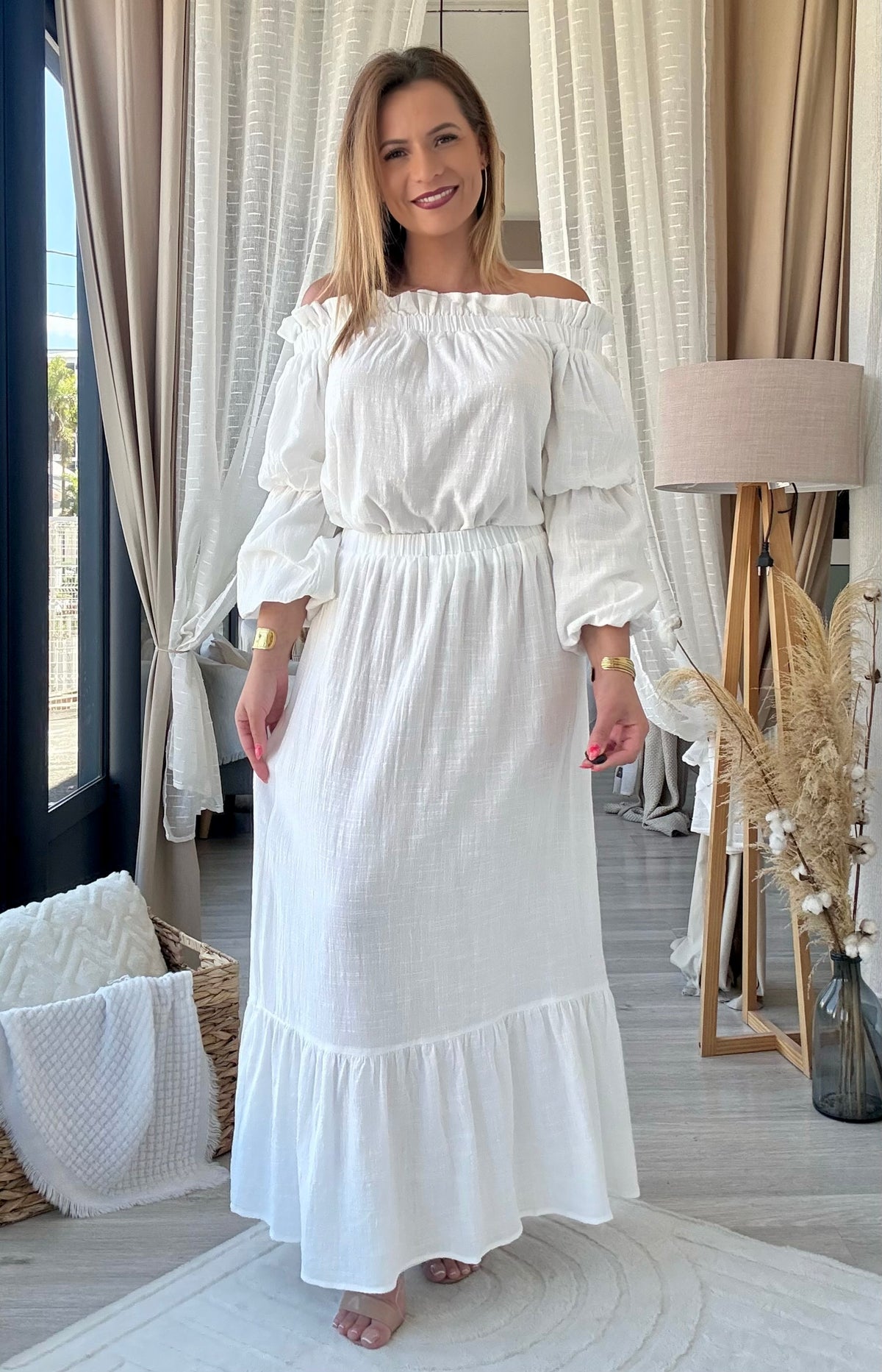 Ensemble jupe lin blanc