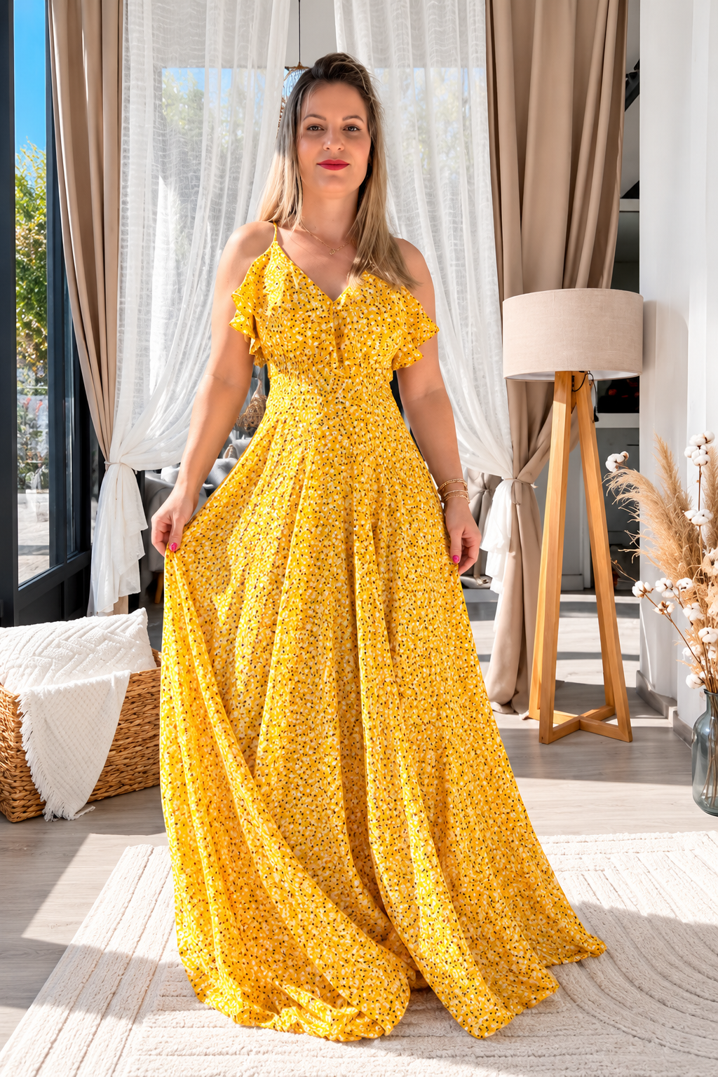 Robe Fleurie Jaune